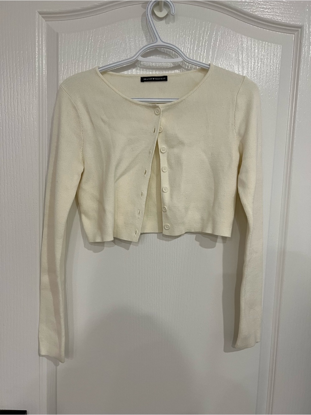 Brandy Melville Cream Cropped Button Cardigan